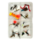 Combo 16 Moscas Para Truchas + Caja Pesca Con Mosca 