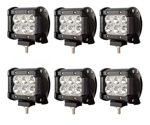 Kit 6 Faros Barra 6 Leds Auxiliar Cree Led Tractor