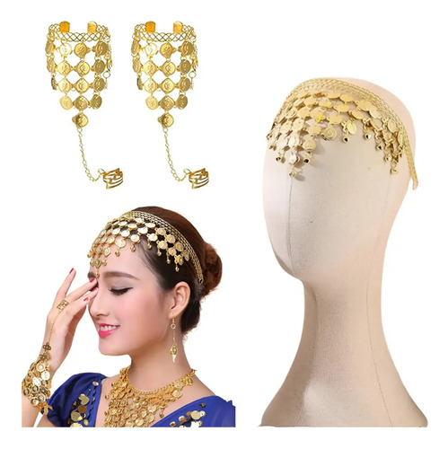 Danza Árabe Diadema Moneda Danza Del Vientre Velo + Pulsera