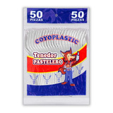 Tenedor Pastelero De Plastico Desechable Chico 50 Piezas