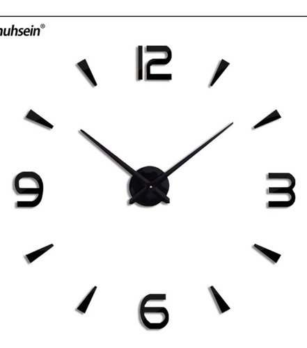 Reloj De Pared 3d Color Negro Tamaño Mini 50 X 50 Cm 