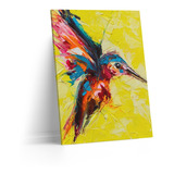 Cuadro Lienzo Canvas 50x60cm Colibri Pinceladas Tipo Oleo