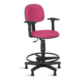 Cadeira Caixa Alta Balcao Secretaria C/ Braco Rv Rosa