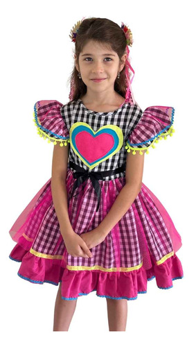 Vestido De Festa Junina Infantil Luxo Fantasia Caipira C/nf