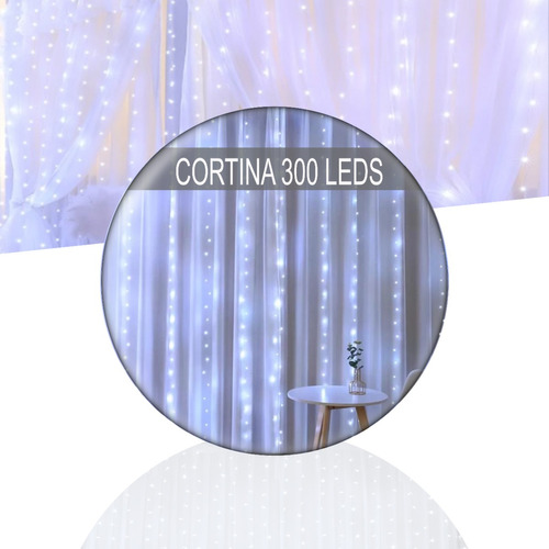 Cortina 300 Leds Branco Frio Fixa Ou Pisca 3x2 Festa Evento