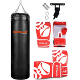 Kit Boxe Saco Pancada 120 Cm Cheio + Luvas Adultas + Suporte Cor Vermelho