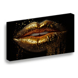 Cuadro Lienzo Canvas Labios Boca Dorado Sala Oficina 25*30cm