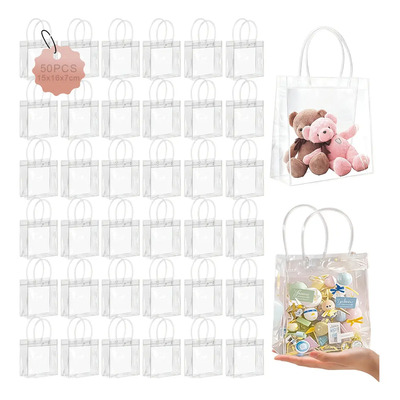 50 Bolsa Con Asa Transparentes Boda Bautizo Recuerdos Color Transparente Bolsas Ecologicas Bolsa Tipo Boutique Bolsas Dulces Bolsa Para Dulces 15*16*7 Bolsas Bolsa Transparente Pvc Bolsas | Envío gratis