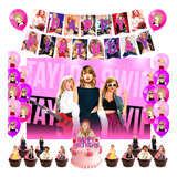 Kit Cumpleaños Decoración Taylor Swift + Tela De Fondo 