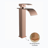 Torneira Banheiro Monocomando Cascata Bica Alta Rose Gold 