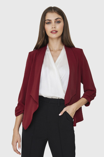 Blazer Mangas 3/4 Solapa Burdeos Nicopoly