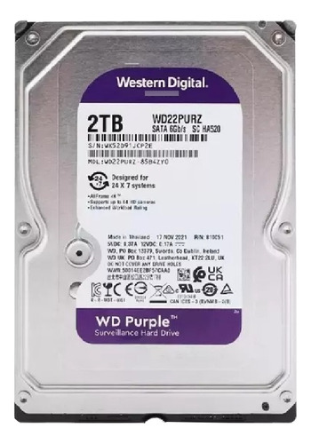 Hd 2tb Intelbras Para Cftv Dvr, Nvr Western Digital Purple Cor Branco