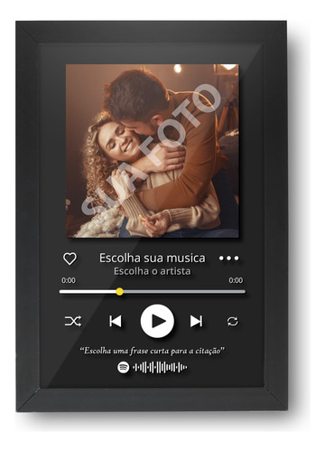 Quadro 3d Interativo Spotify- Personalize Com Sua Música