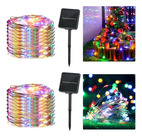 2pcs Guirnalda De Solar Luces De Navidad 200 Led Serie Solar