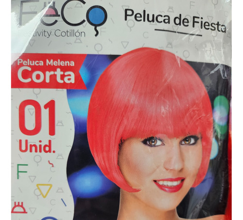 Peluca Colores Melena Corta Disfraz Cosplay 30 Cm 