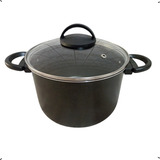 Panela Grande Antiaderente 20 Cm  Cozinha Tampa De Vidro Top