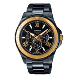 Reloj Casio Mtd-1075bk-1a9vdf Hombre 100% Original Color De La Correa Negro Color Del Fondo Negro