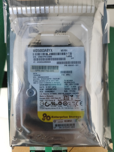 Hp G8 G9 500gb 6g 7.2k 3.5 Sata 658083-001 Wd Re4 Wd5003abyx
