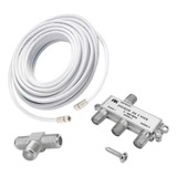 Kit Cabo Coaxial Rg6 30 Metros  + Divisor 1 X 3 + Emenda T