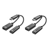 2x Adaptador Usb C Otg Con Cable Trenzado De Carga Rápida