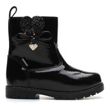 Bota Infantil Ortopasso Love Menina Verniz Preto