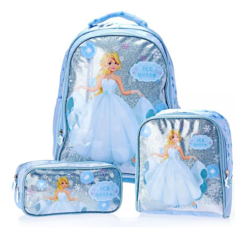 Kit Mochila Lancheira Estojo Menina Infantil Escolar