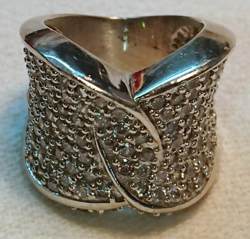 Anillo De Plata Con Strass Checoslovaco 