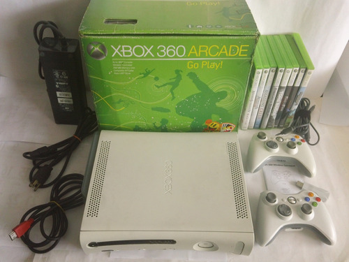 Xbox 360 Nunca Abierta 2 Controles Caja Y 3 Juegos A Escoger