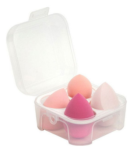 Set 4 Esponjas De Maquillaje Con Caja Contenedora