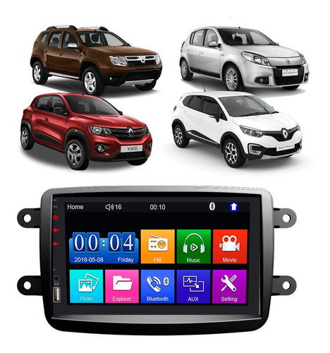 Kit Multimidia Mp5 Kwid Captur Logan Sandero 7 Polegadas Bt