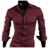 Camisa Lisa Entallada Slim Fit Elastizada Hombre Beyourself 