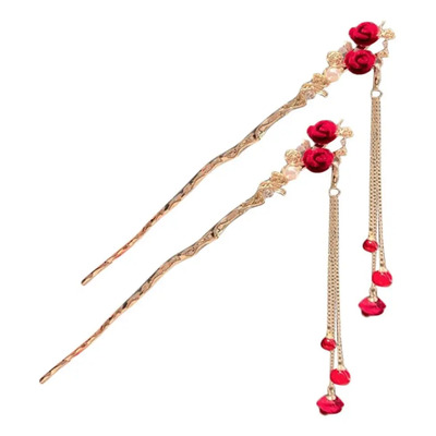 - - 2 Palillos Chinos Vintage Con Rosas Para El Cabello ! | Meses sin interés