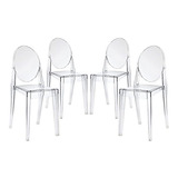 Modway Silla De Comedor, Set De 4, Plástico, Transparente