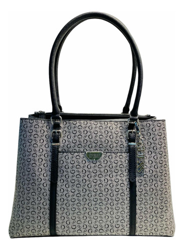 Bolsa Guess Tote Gris Mujer Logo G Cierre Negro Origina M222