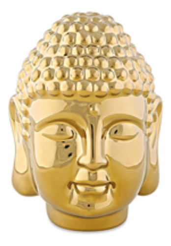 Escultura Buda De Cerâmica - Dourada