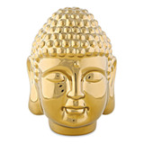 Escultura Buda De Cerâmica - Dourada