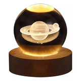 Luz Nocturna 3d Crystal Sphere Planet Moon Light