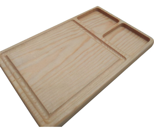 Tabla Plato Madera Pino  2 Cm  Asado 24 X 35cm Jgo. 10 Pzas