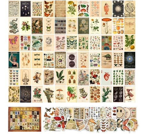 Anerza 100 Pcs Vintage Wall Collage Kit Aesthetic Pictures, 