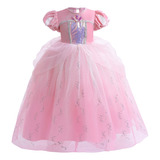 Vestido Ariel Rosa Sirenita De Lujo Para Niñas