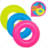 3 Boia Neon Inflável Piscina 90cm Infantil E Adulto + Brinde