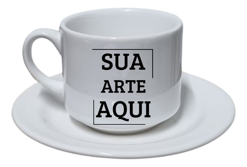 Kit 4 Xicaras De Café Com Pires Personalizadas Sublimadas 