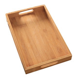 Bandeja Organiza Madera Bamboo Manilla Decora Elegante 26x33