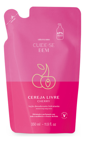  Refil Loção Hidratante Corporal Cuide-se Bem Cereja 350ml