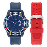 Nautica Mens Napfwf307 Finn World Reloj Con Correa De Fibra 