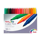 Estuche 36 Marcadores Color Pen Pentel