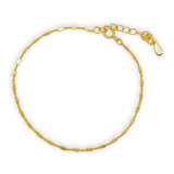 Pulsera Raya Delgada Elegante S925 Baño En Oro + Caja Regalo