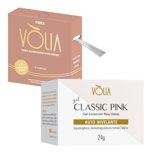 Kit Volia Gel Classic Pink + Fibra De Vidro 