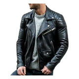 Chamarra De Piel Sintética For Hombre Punk Biker