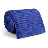 Cobertor Manta Casal Canelada Azul Grossa Veludo Toque Macio Muito Quente Para O Inverno Casa Laura Enxovais